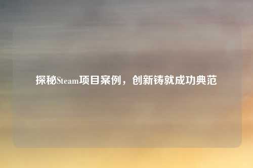 探秘Steam项目案例，创新铸就成功典范