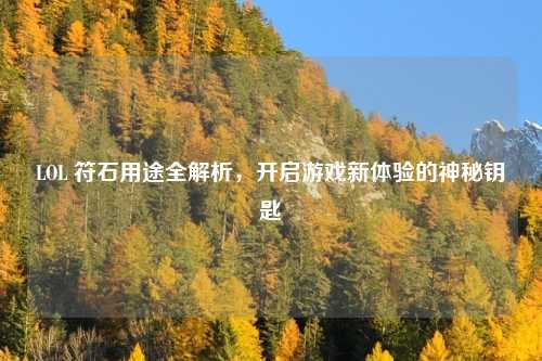 LOL 符石用途全解析，开启游戏新体验的神秘钥匙