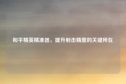 和平精英精准器,提升射击精度的关键所在