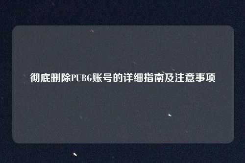 彻底删除PUBG账号的详细指南及注意事项
