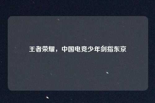 王者荣耀，中国电竞少年剑指东京