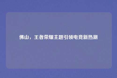 佛山，王者荣耀主题引领电竞新热潮