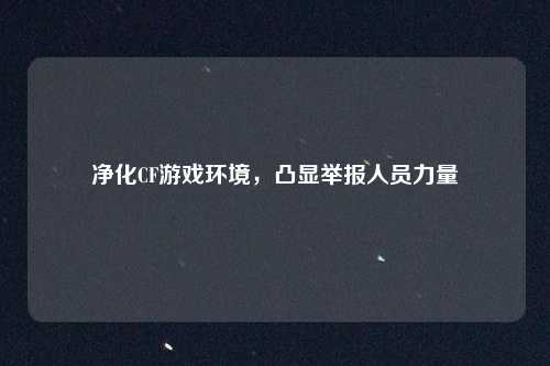 净化CF游戏环境，凸显举报人员力量