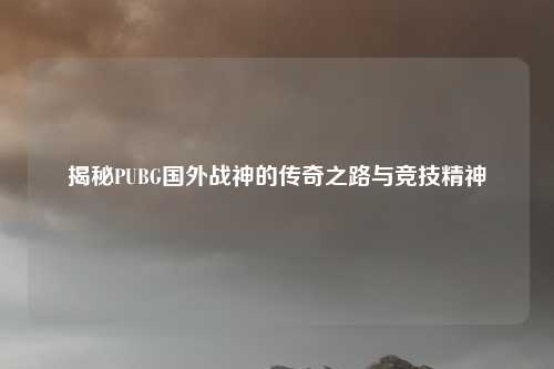揭秘PUBG国外战神的传奇之路与竞技精神