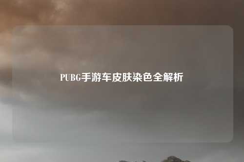 PUBG手游车皮肤染色全解析