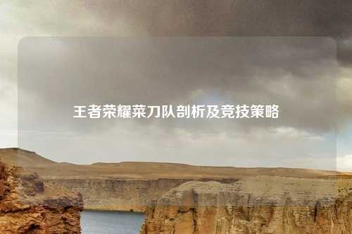 王者荣耀菜刀队剖析及竞技策略