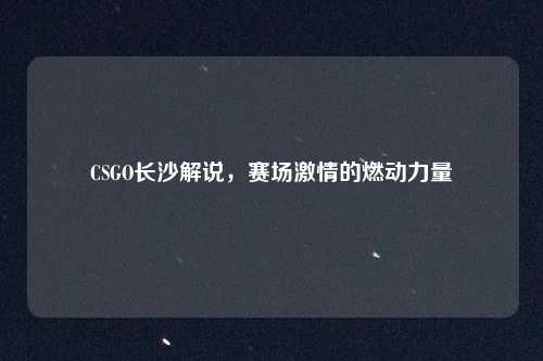 CSGO长沙解说，赛场激情的燃动力量
